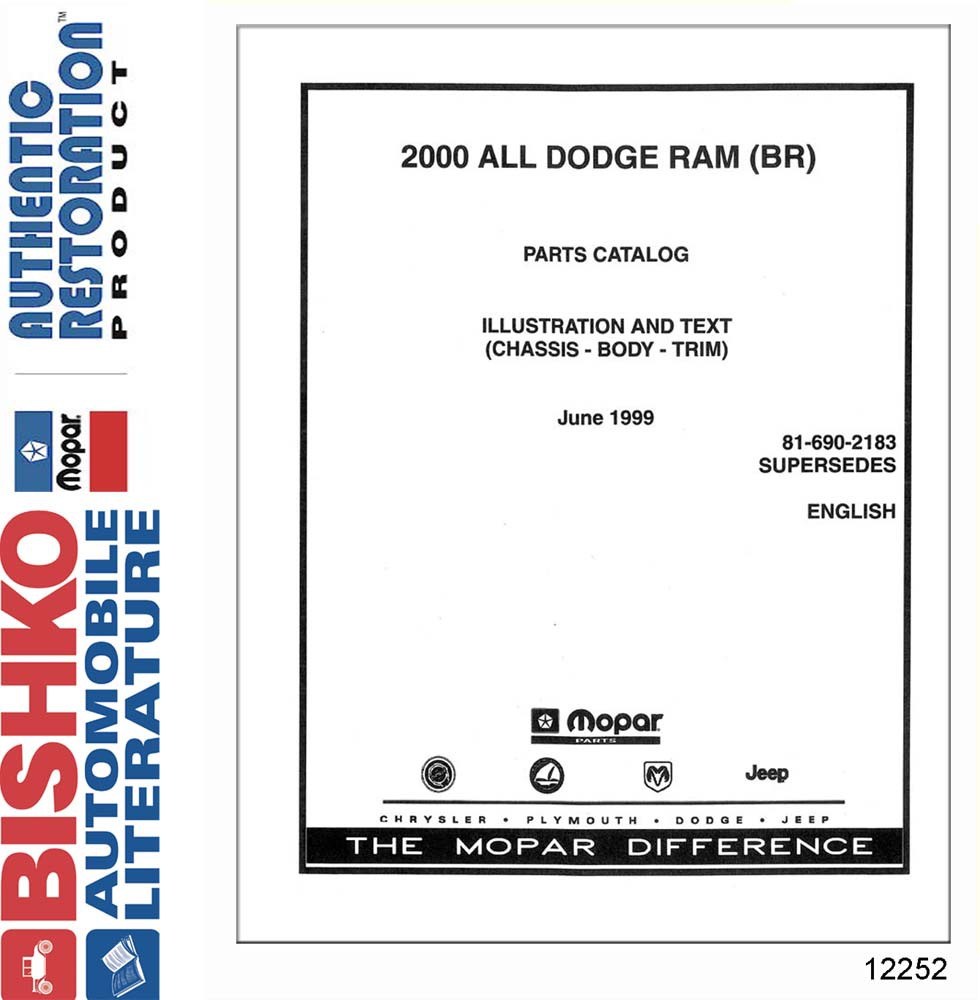 2000 DODGE RAM (MODEL BR) TRUCK Body & Chassis, Text & Illustration Parts Book