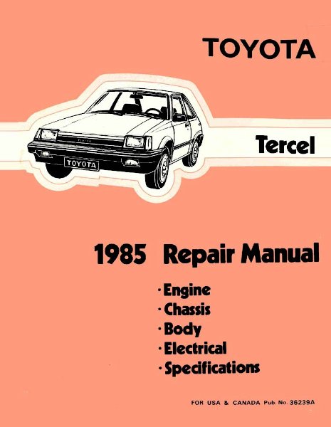 1985 Toyota Tercel Shop Service Repair Manual