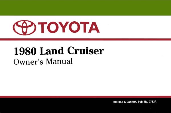 1980 Toyota Land Cruiser Owner's Manual
