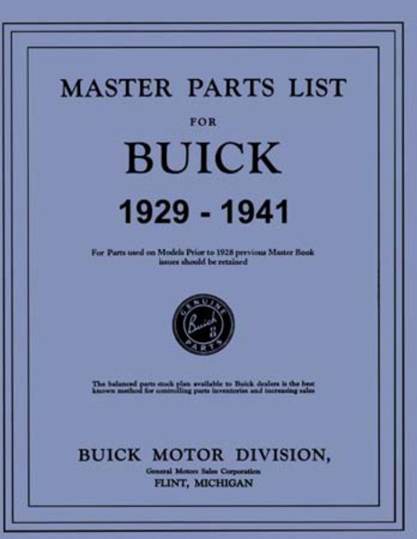 1928–1941 Buick All Models Parts Book