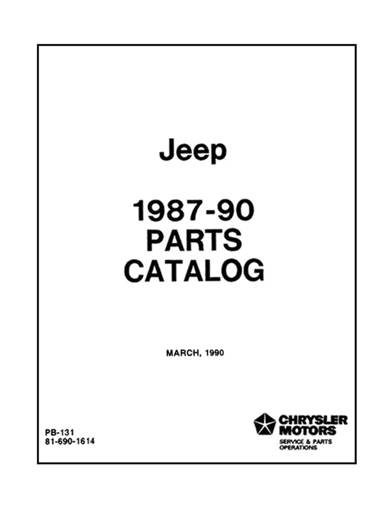 1987 1988 1989 1990 Jeep Parts Numbers Book List Interchange Drawings OEM