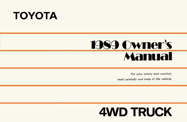 1989 Toyota Pickup (4WD) Owner's Manual