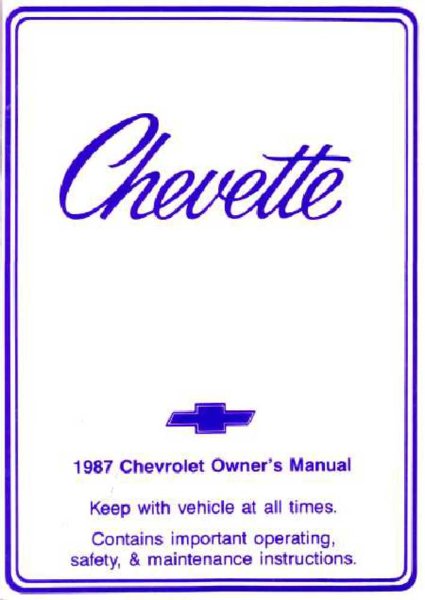 1987 Chevrolet Chevette Owner's Manual