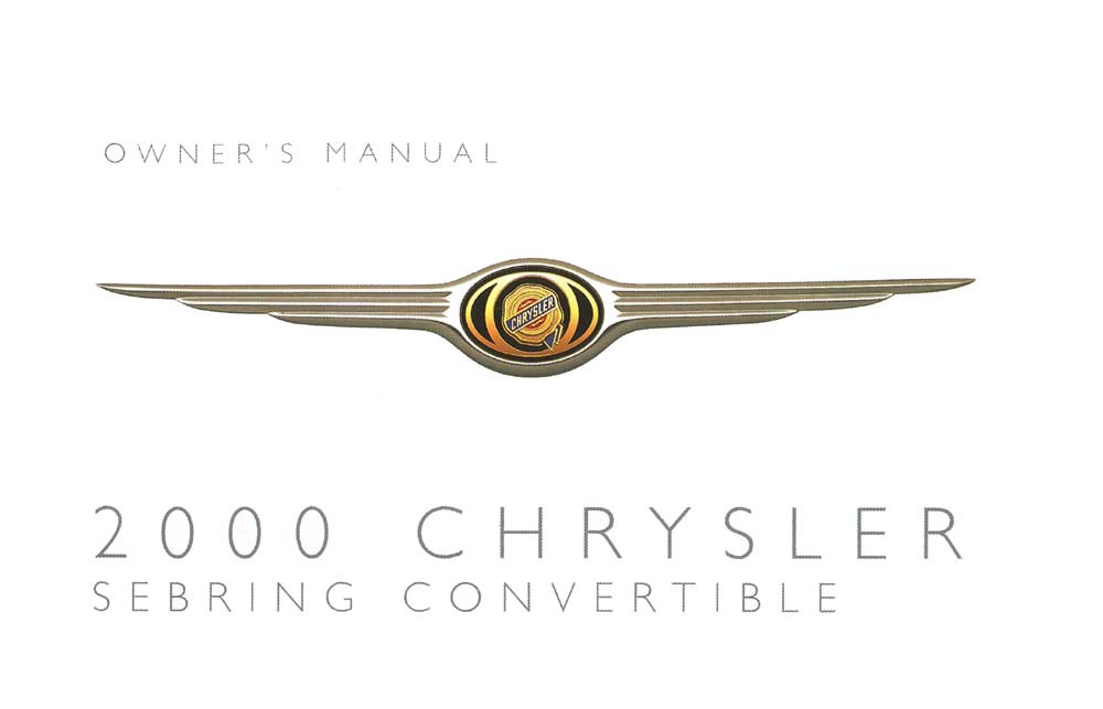 2000 Chrysler Sebring Convertible Owner's Manual