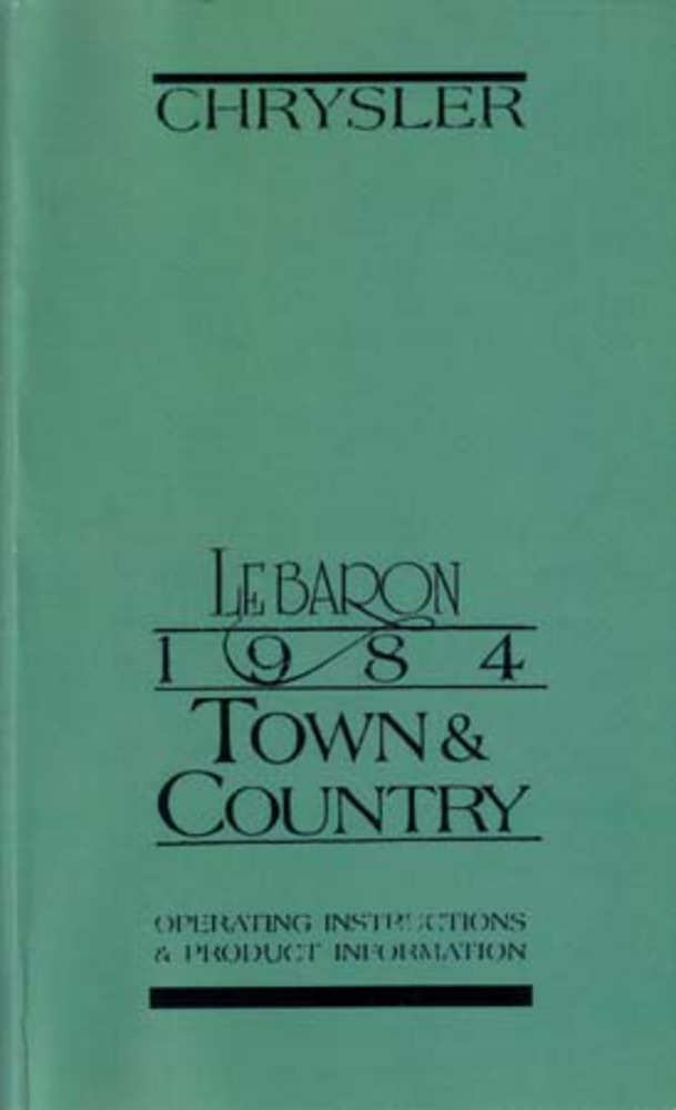 1984 Chrysler Lebaron, Town & Country Owner's Manual