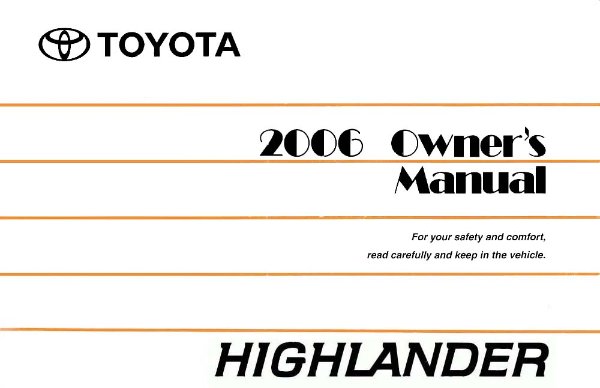 2006 Toyota HIGHLANDER Owner's Manual