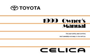 1999 Toyota CELICA Owner's Manual