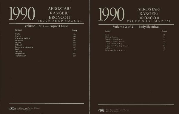 1990 Ford Truck Aerostar, Bronco II, Ranger Factory Shop Service Manual