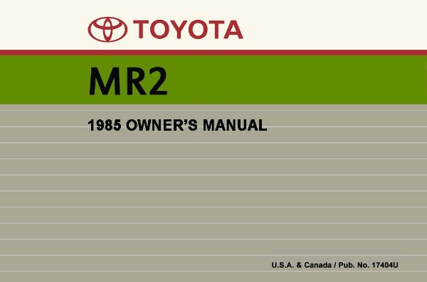 1985 Toyota MR2 Owner's Manual