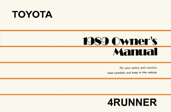 1989 Toyota 4Runner Owner's Manual