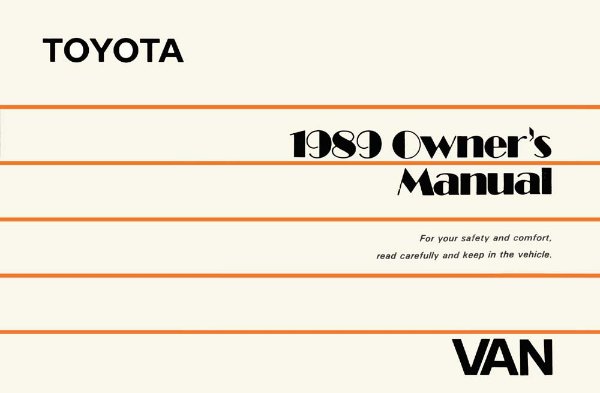 1989 Toyota Van Owner's Manual