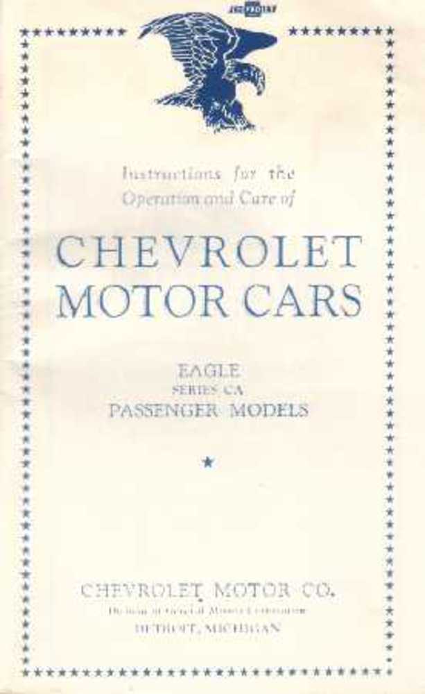1933 Chevrolet New Eagle Ca Owners Manual User Guide