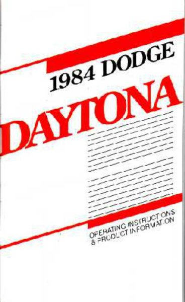 1984 Dodge Daytona Owner's Manual
