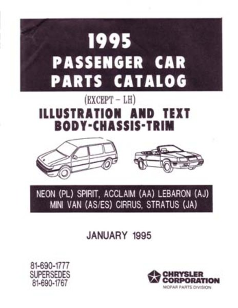 1995 MoPar CHRYSLER, DODGE, PLYMOUTH - NO LH Parts Book