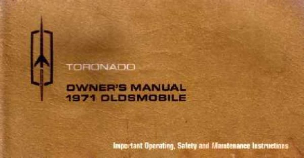 1971 Oldsmobile Toronado Owner's Manual