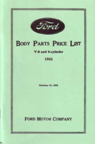 1932 Ford CAR TRUCK - BODY Parts Book