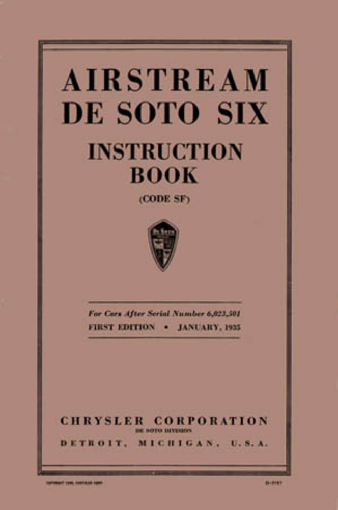 1935 Desoto Airstream 6 Owners Manual User Guide