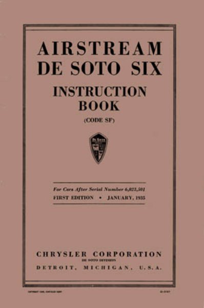 1935 DeSoto Airstream 6 Owner's Manual