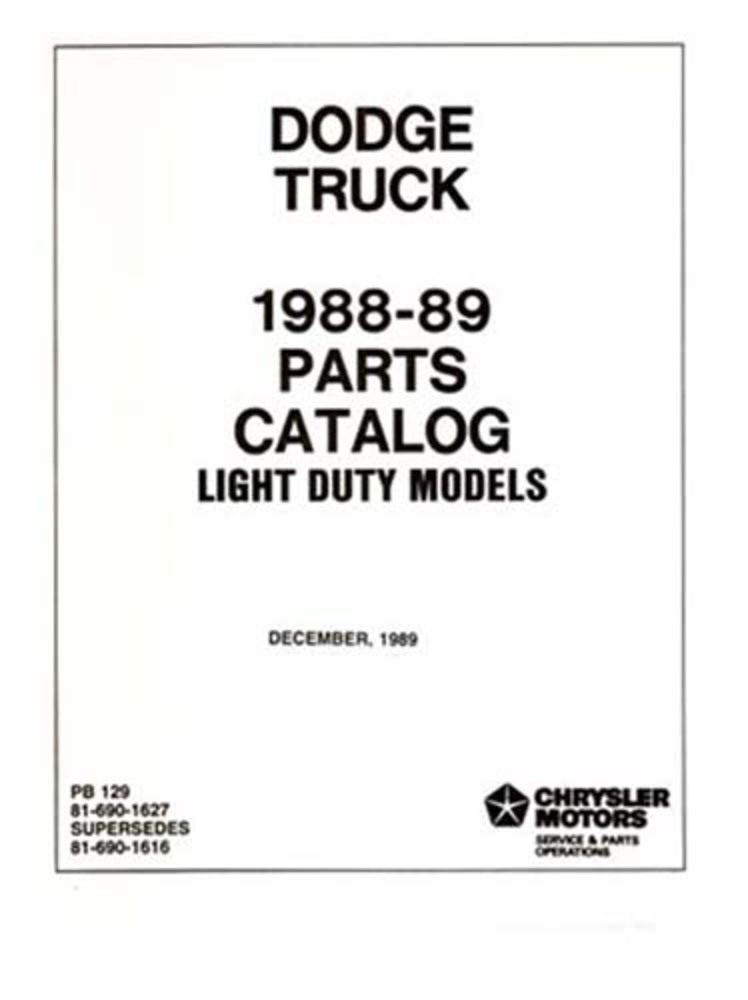 1988 1989 Dodge Truck Part Numbers Book List Interchange Drawings