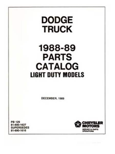 1988–1989 Dodge Truck LIGHT DUTY Parts Book