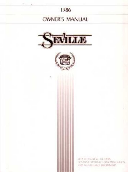1986 Cadillac Seville Owner's Manual