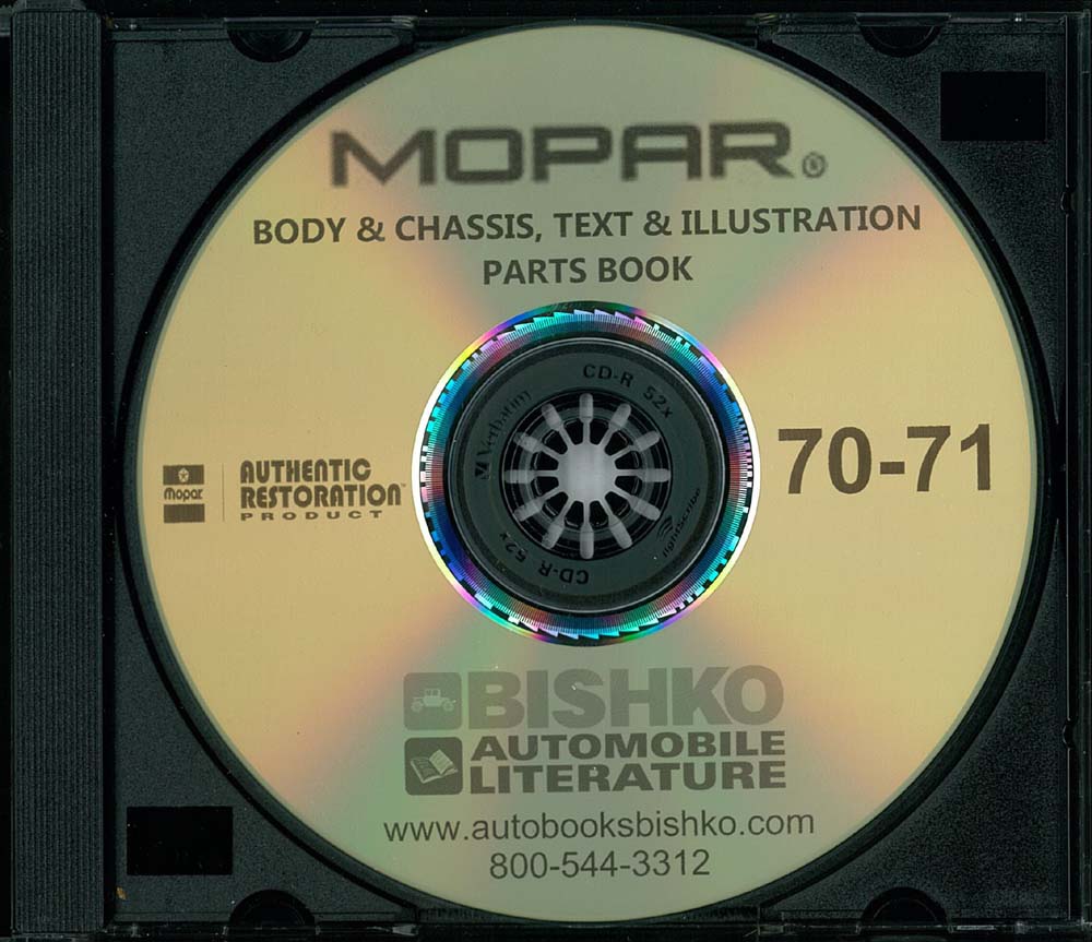 1970-71 MOPAR (CHRYSLER, PLYMOUTH & DODGE) Body & Chassis, Text & Illustration Part Book