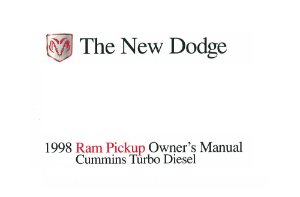 1998 Dodge Ram Diesel Truck Owner's Manual