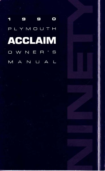 1990 Plymouth Acclaim Owner's Manual