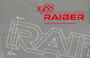 1988 Dodge Raider Owner's Manual