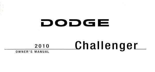 2010 Dodge Challenger Owner's Manual