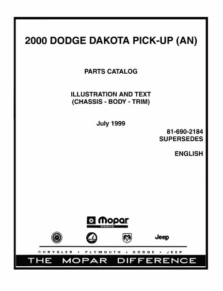 2000 Dodge Truck Dakota Parts Book
