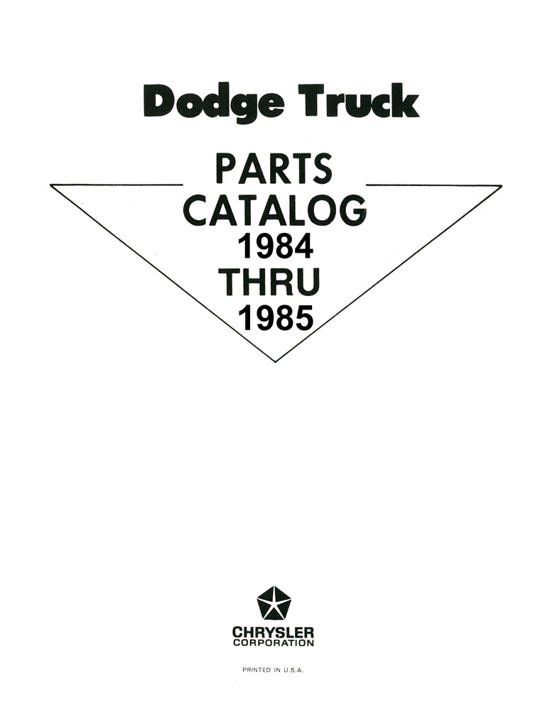 1984 1985 Dodge Truck Part Numbers Book Interchange Illustrations