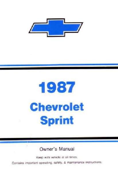 1987 Chevrolet Sprint Owner's Manual
