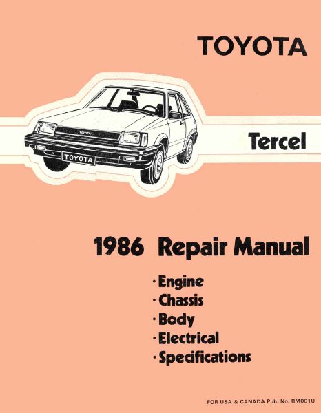 1986 Toyota Tercel Shop Service Repair Manual