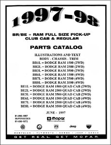 1997–1998 Dodge Truck DW 150-350 Parts Book