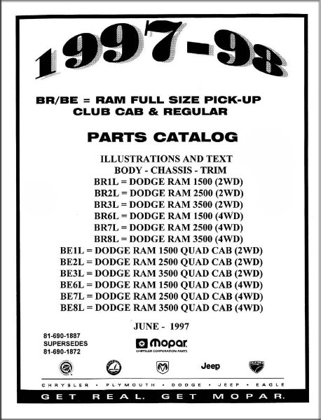 1997–1998 Dodge Truck DW 150-350 Parts Book