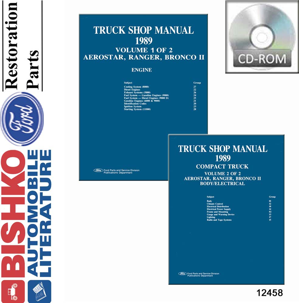 1989 Ford Truck Aerostar, Bronco II, Ranger Factory Shop Service Manual
