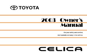 2003 Toyota CELICA Owner's Manual