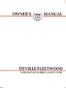 1989 Cadillac Deville, Fleetwood Owner's Manual