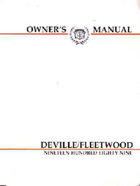 1989 Cadillac Deville, Fleetwood Owner's Manual