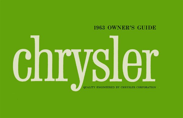 1963 Chrysler All Models Owner's Manual