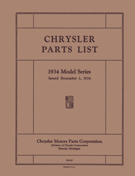 1934 Chrysler All Models Parts Book