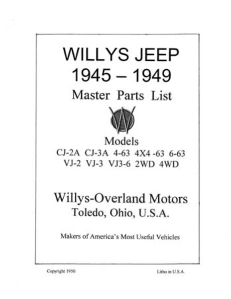 1945–1949 Jeep All Models Parts Book