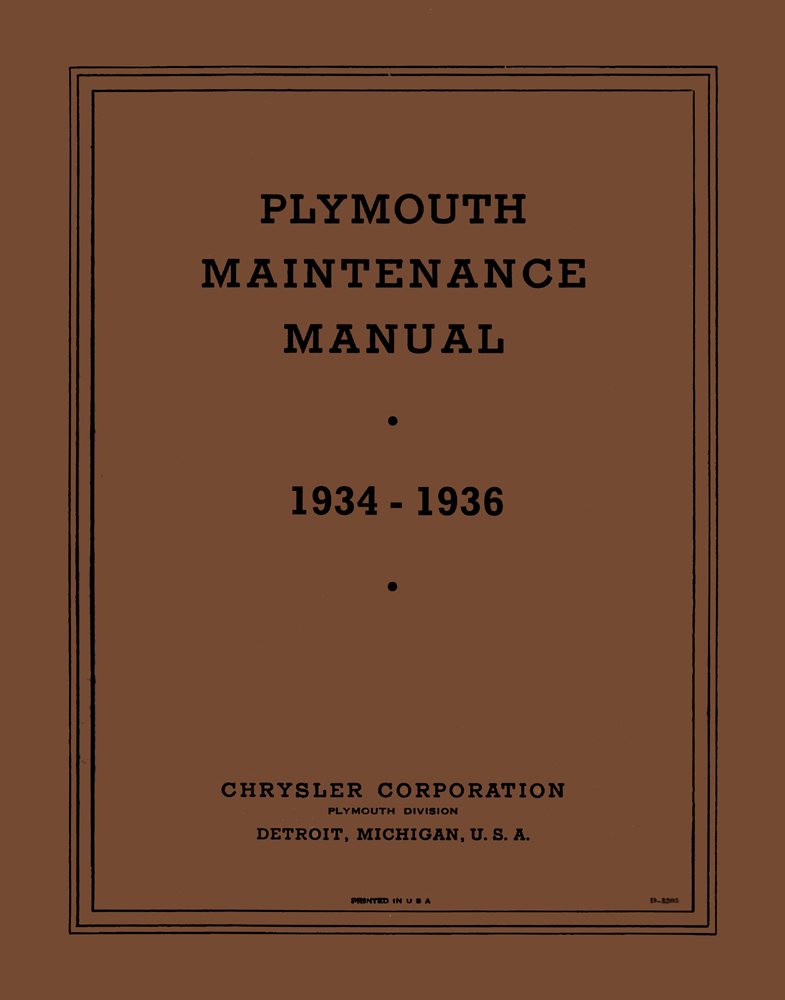 1934 1935 1936 Plymouth Shop Service Repair Manual