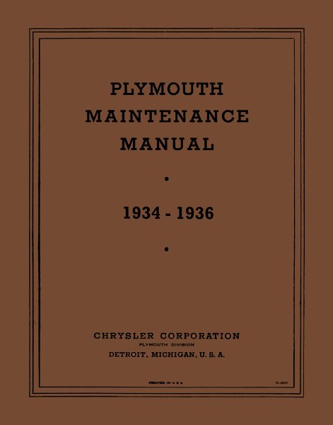 1934–1936 Plymouth All Models Factory Shop Service Manual