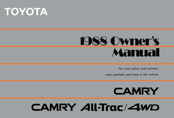 1988 Toyota Camry All-Trac / 4WD Owner's Manual