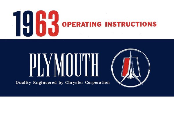 1963 Plymouth All Models Owner's Manual