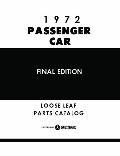 1972 Mopar CHRYSLER, DODGE, PLYMOUTH, DESOTO Parts Book