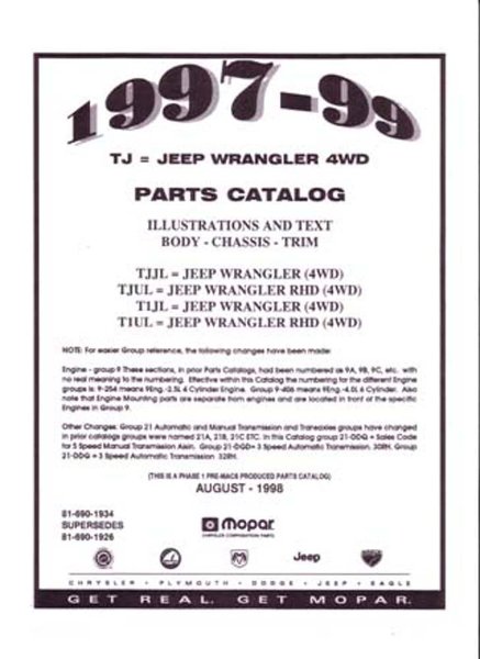 1997–1999 Jeep Wrangler Parts Book