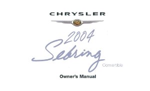 2004 Chrysler Sebring Convertible Owner's Manual